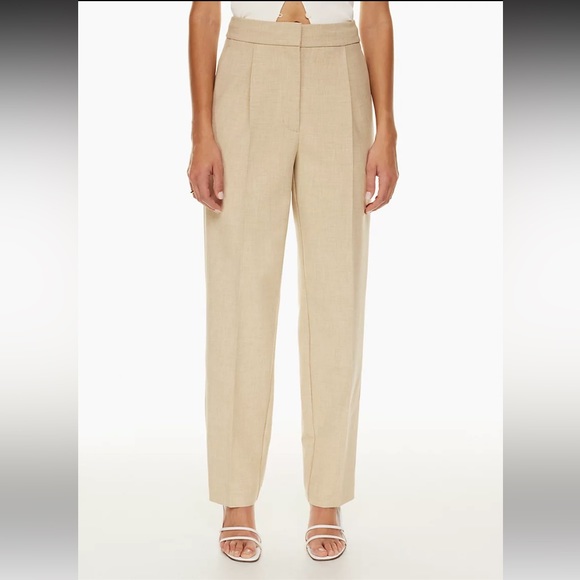 Aritzia Ibiza trouser pant in color Heather oat beige - Picture 1 of 11